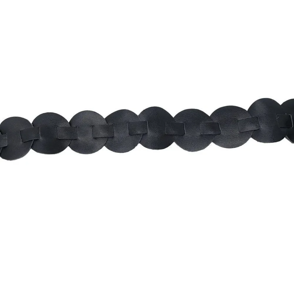 Vintage Unisex Cocobelle Black Leather Belt 39" Gold Hook Closure Pirate Cosplay - Picture 6 of 8